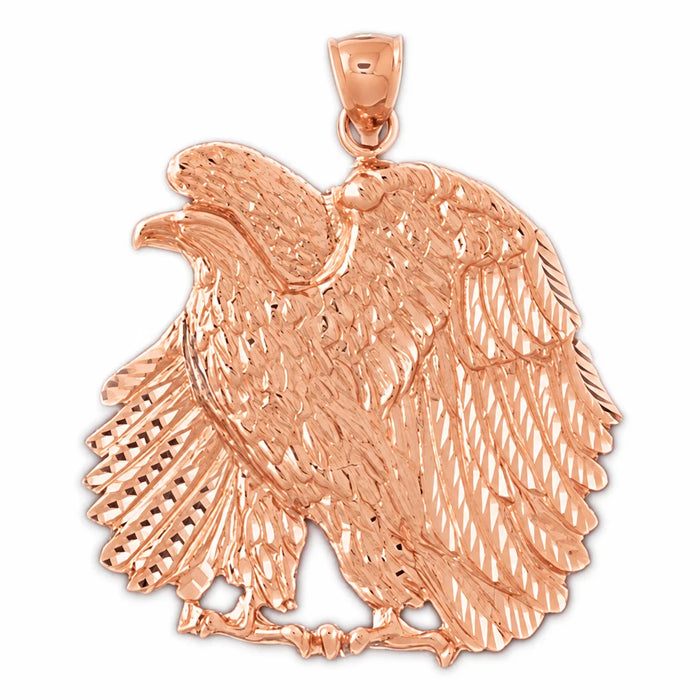 Sitting Eagle Charm Pendant 14k Gold (11.3 Grams) Rose Gold 14k