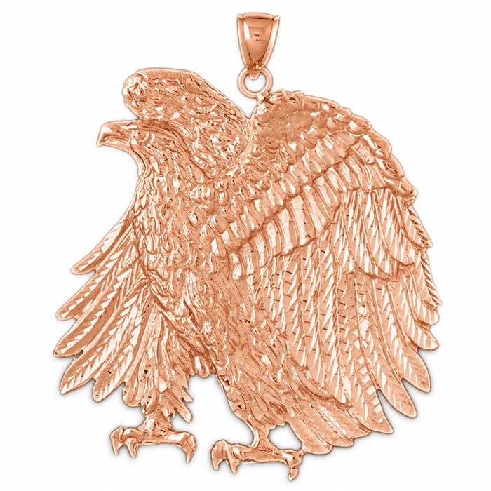 Sitting Eagle Charm Pendant 14k Gold Rose Gold 14k