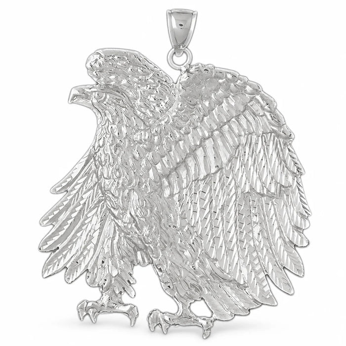 Sitting Eagle Charm Pendant 14k Gold White Gold 14k