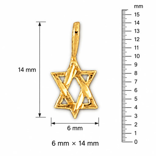 Star of David Charm Pendant 14k Gold (0.4 Grams) Yellow Gold 14k