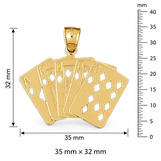 Straight Flush Charm Pendant 14k Gold (6.9 Grams) Yellow Gold 14k