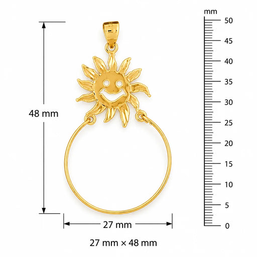 Sun Charm Holder Charm Pendant 14k Gold Yellow Gold 14k