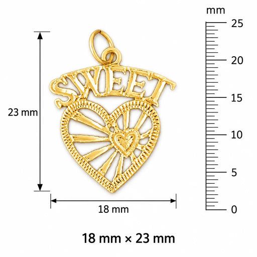Sweet Heart Charm Pendant 14k Gold (1 Gram) Yellow Gold 14k