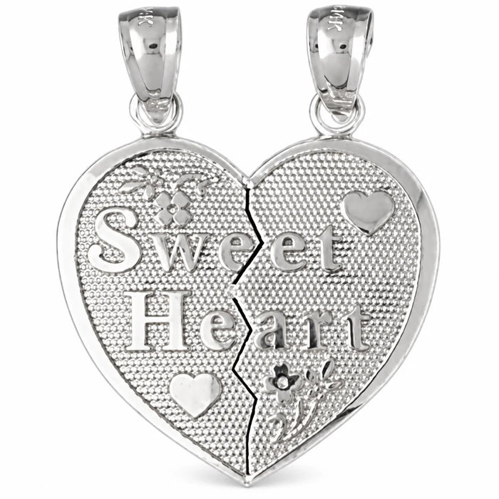Sweet Heart Charm Pendant 14k Gold (3.2 Grams) White Gold 14k