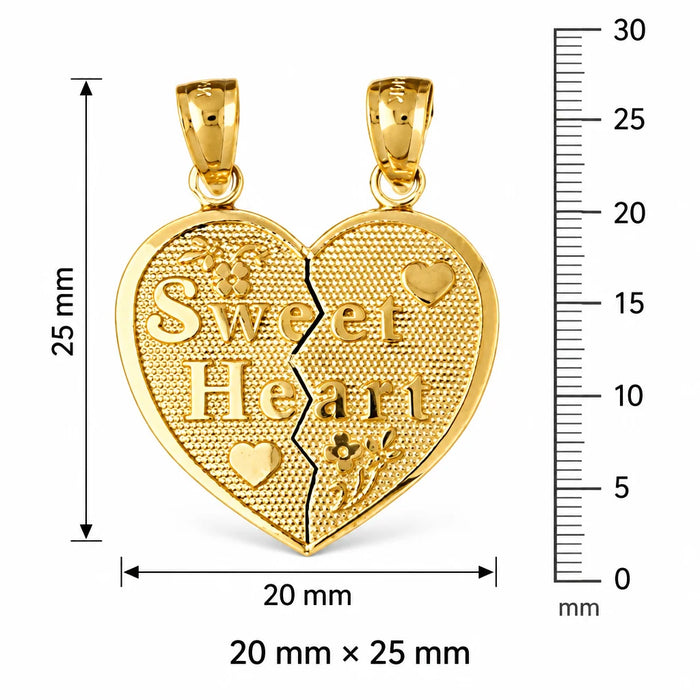 Sweet Heart Charm Pendant 14k Gold (3.2 Grams) Yellow Gold 14k