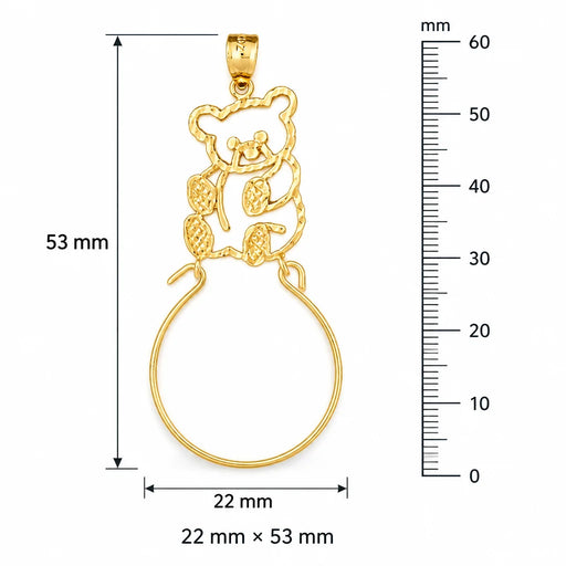 Teddy Bear Charm Holder Charm Pendant 14k Gold Yellow Gold 14k