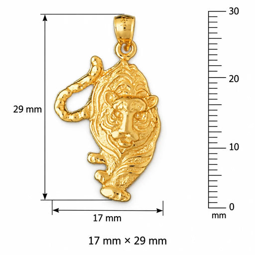 Tiger Charm Pendant 14k Gold (2.9 Grams) Yellow Gold 14k