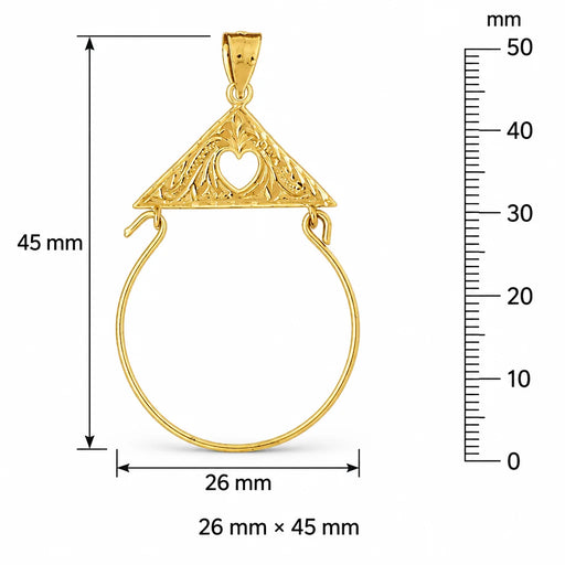 Triangle Charm Holder Charm Pendant 14k Gold Yellow Gold 14k