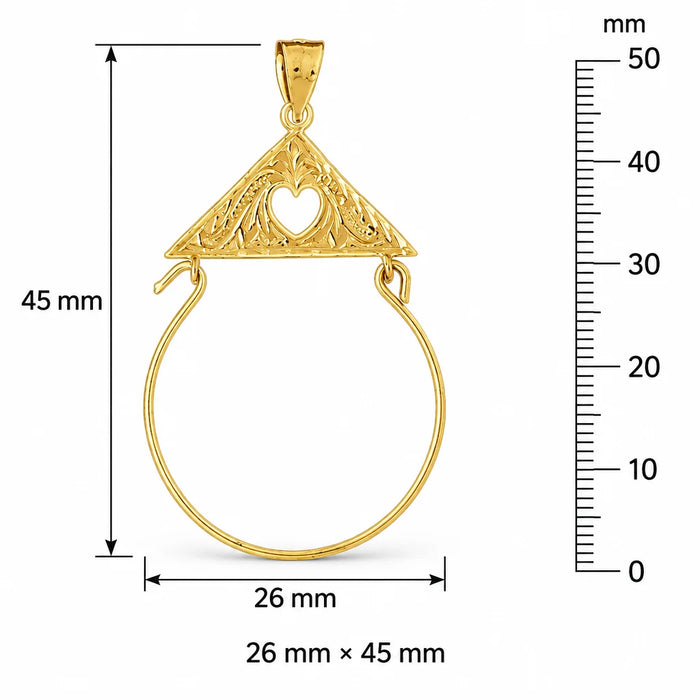 Triangle Charm Holder Charm Pendant 14k Gold Yellow Gold 14k