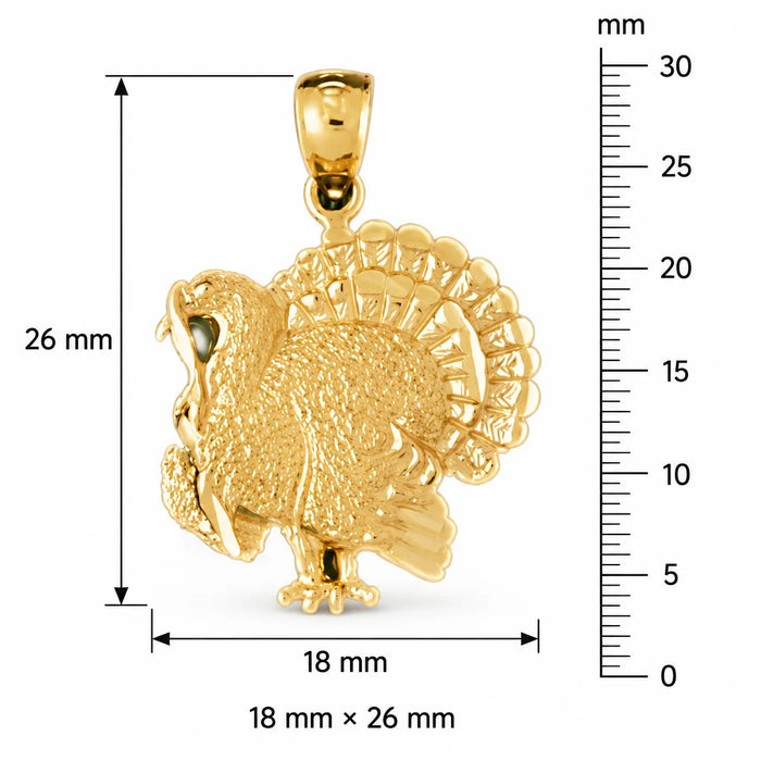 Turkey Charm Pendant 14k Gold Yellow Gold 14k
