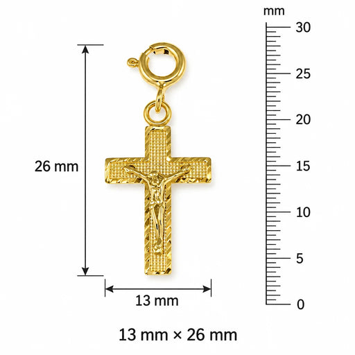 Two Tone Jesus Christ on Cross Charm Pendant 14k Gold (1.4 Grams) Yellow Gold 14k