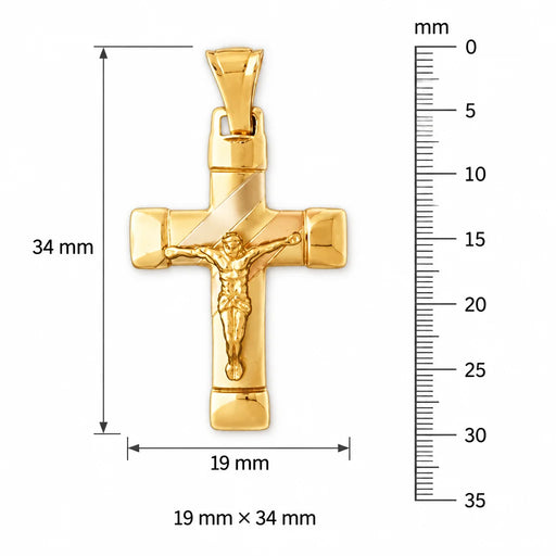 Two Tone Jesus Christ on Cross Charm Pendant 14k Gold (3.2 Grams) Yellow Gold 14k