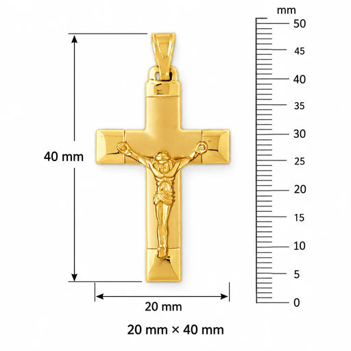 Two Tone Jesus Christ on Cross Charm Pendant 14k Gold (3.8 Grams) Yellow Gold 14k