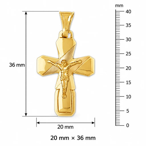 Two Tone Jesus Christ on Cross Charm Pendant 14k Gold (3.9 Grams) Yellow Gold 14k