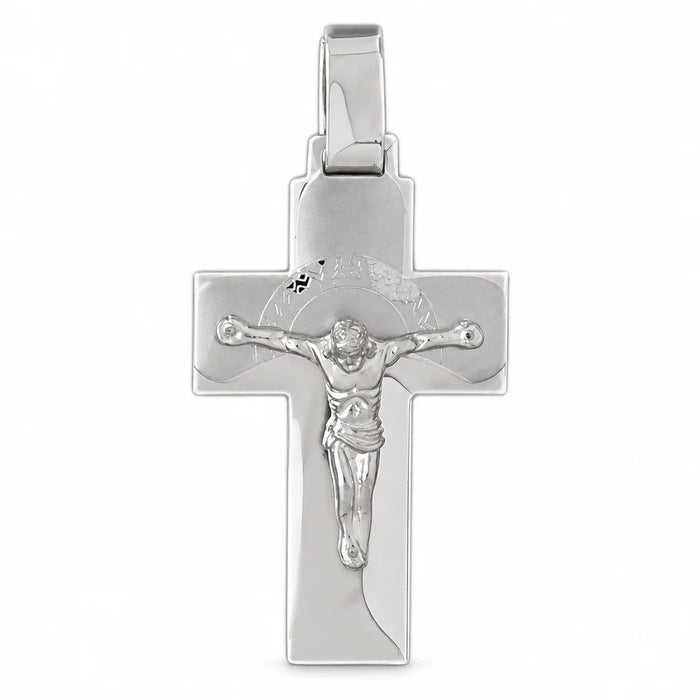 Two Tone Jesus Christ on Cross Charm Pendant 14k Gold (7.1 Grams) White Gold 14k