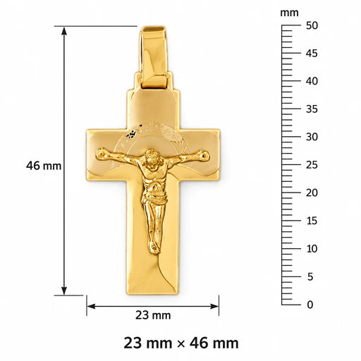 Two Tone Jesus Christ on Cross Charm Pendant 14k Gold (7.1 Grams) Yellow Gold 14k