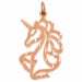 Unicorn Head Charm Pendant 14k Gold (1.4 Grams) Rose Gold 14k
