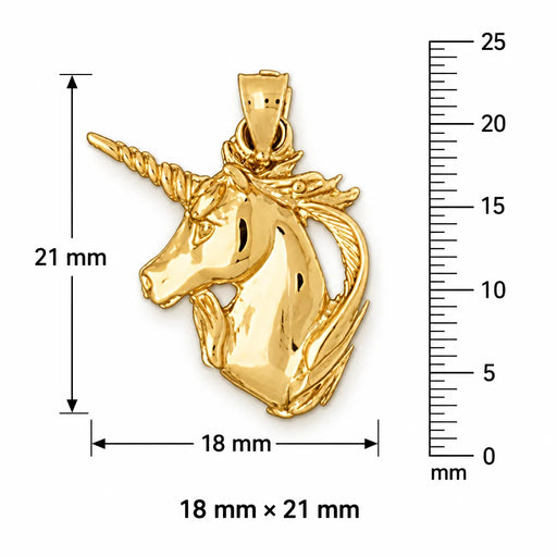 Unicorn Head Charm Pendant 14k Gold (2.1 Grams) Yellow Gold 14k