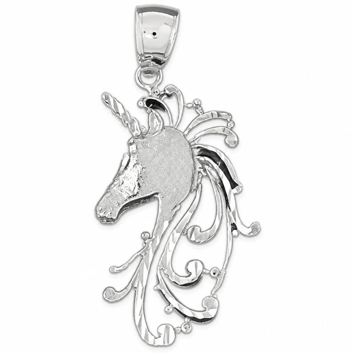 Unicorn Head Charm Pendant 14k Gold (4.7 Grams) White Gold 14k
