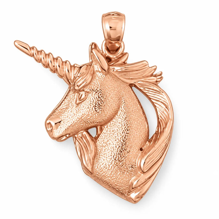 Unicorn Head Charm Pendant 14k Gold (6.3 Grams) Rose Gold 14k