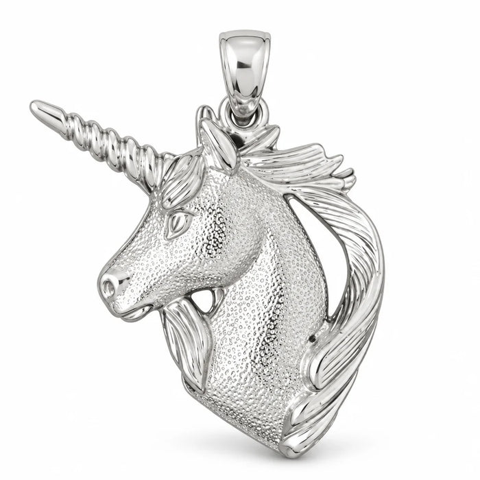 Unicorn Head Charm Pendant 14k Gold (6.3 Grams) White Gold 14k