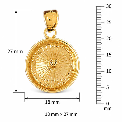 Vegas Roulette Charm Pendant 14k Gold (4.2 Grams) Yellow Gold 14k