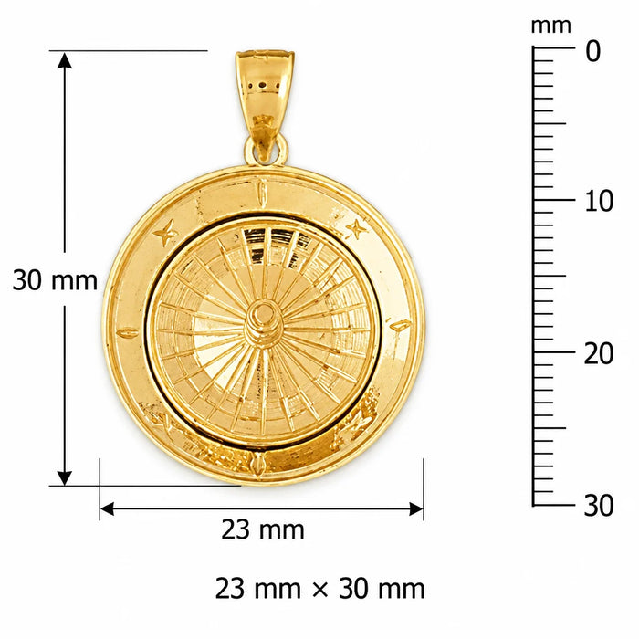 Vegas Roulette Charm Pendant 14k Gold (6.8 Grams) Yellow Gold 14k