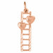 Double Heart on Ladder Charm Pendant 14k White Gold Rose Gold 14k