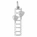 Double Heart on Ladder Charm Pendant 14k White Gold White Gold 14k