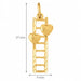 Double Heart on Ladder Charm Pendant 14k White Gold Yellow Gold 14k