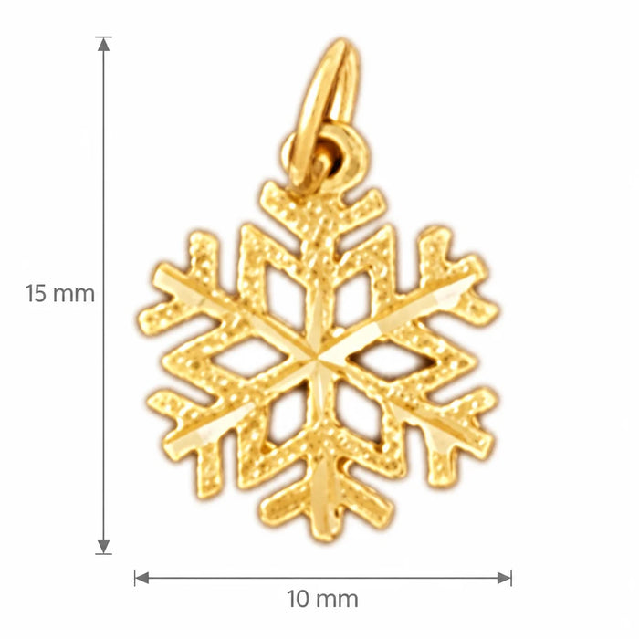 Christmas Snowflake Charm Pendant 14k Gold (0.5 Grams) Yellow Gold 14k