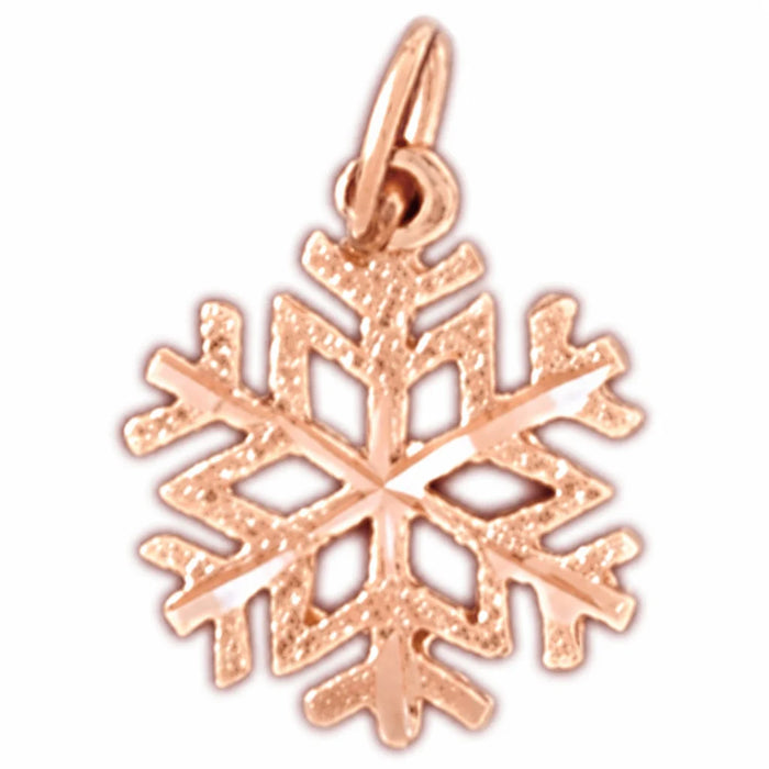 Christmas Snowflake Charm Pendant 14k Gold (0.5 Grams) Rose Gold 14k