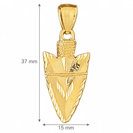 3D Native American Arrow Head Charm Pendant 14k Gold Yellow Gold 14k