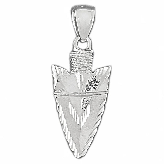 3D Native American Arrow Head Charm Pendant 14k Gold White Gold 14k