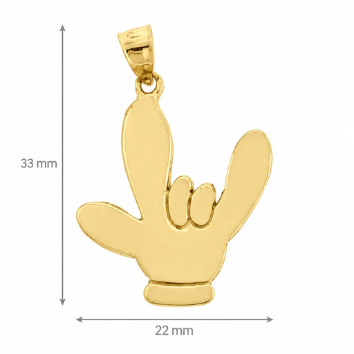 "I Love You" Hand-Sign Charm Pendant 14k White Gold Yellow Gold 14k