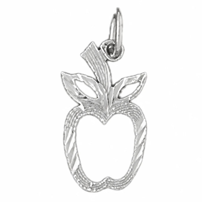 Apple Fruit Charm Pendant 14k White Gold White Gold 14k
