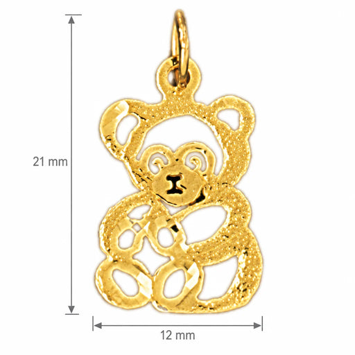 Teddy Bear Charm Pendant 14k Gold Yellow Gold 14k