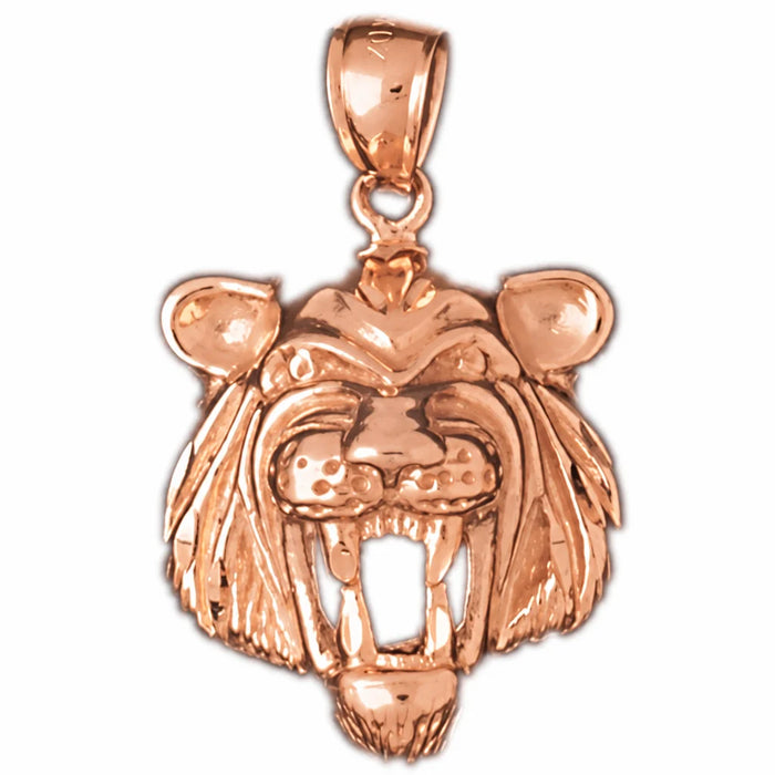 Tiger Head Charm Pendant 14k Gold (5.2 Grams) Rose Gold 14k