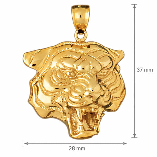 Tiger Head Charm Pendant 14k Gold (8.4 Grams) Yellow Gold 14k