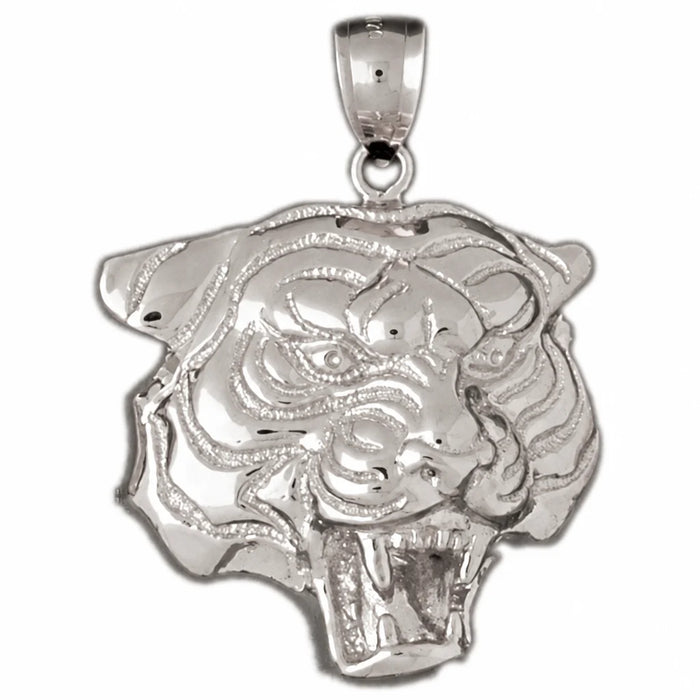 Tiger Head Charm Pendant 14k Gold (8.4 Grams) White Gold 14k