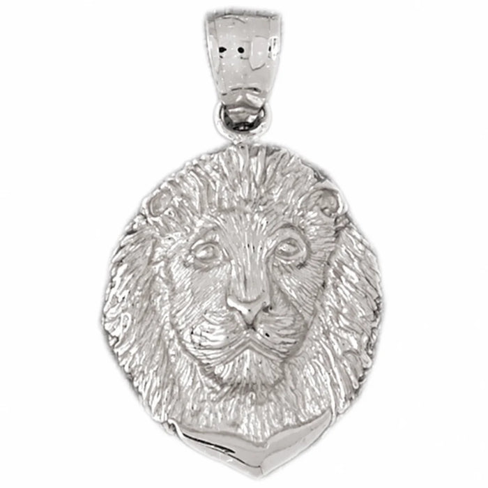 Lion Head Charm Pendant 14k Gold (4.8 Grams) White Gold 14k