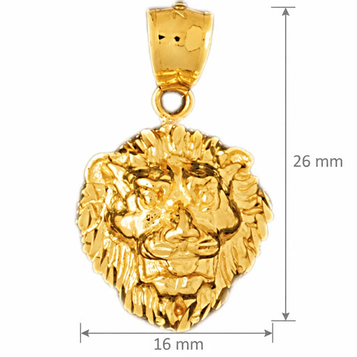Lion Head Charm Pendant 14k Gold Yellow Gold 14k