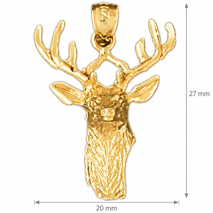 Deer Charm Pendant 14k Gold (1.9 Grams) Yellow Gold 14k