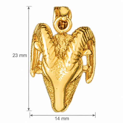 Ram Head Charm Pendant 14k Gold (6.3 Grams) Yellow Gold 14k