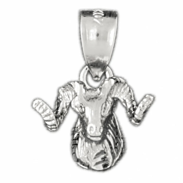 Ram Head Charm Pendant 14k Gold (1.4 Grams) White Gold 14k
