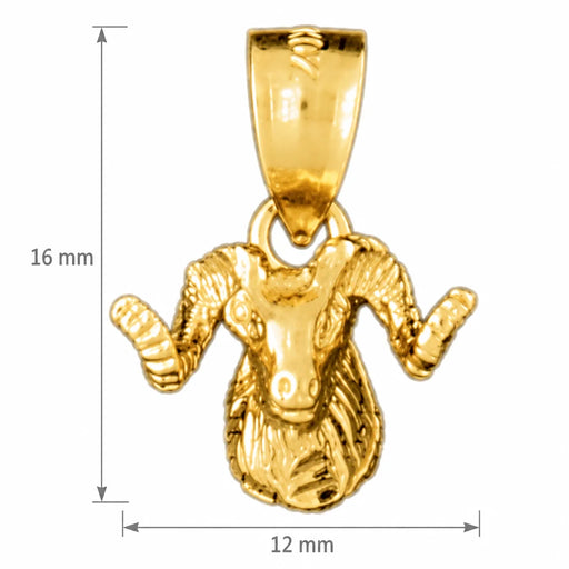 Ram Head Charm Pendant 14k Gold (1.4 Grams) Yellow Gold 14k