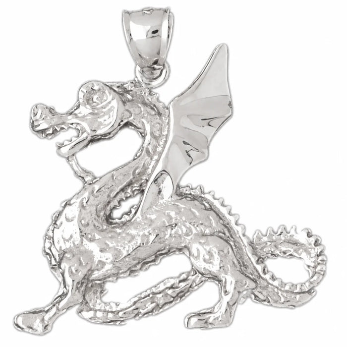 Dragon Charm Pendant 14k Gold (10.6 Grams) White Gold 14k