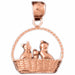 3D Cat Kitten in Basket Charm Pendant 14k Gold Rose Gold 14k