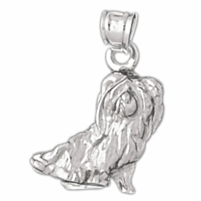 Yorkshire Terrier Dog Charm Pendant 14k Gold (4.4 Grams) White Gold 14k
