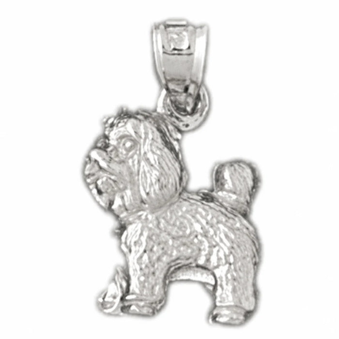 Yorkshire Terrier Dog Charm Pendant 14k Gold (3.9 Grams) White Gold 14k
